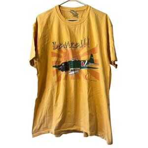 Authentic Pigment Banzai!! T Shirt Size Large "2000" Yellow Vintage‎ Patriotic